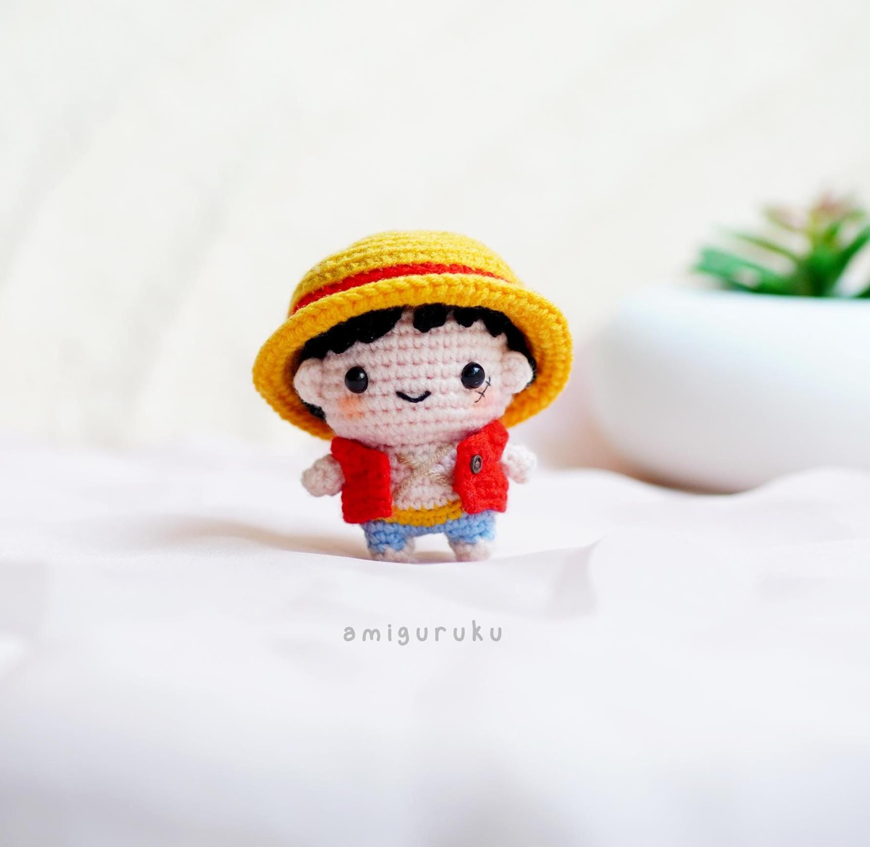 Little Boy with Straw Hat - Crochet Figurines