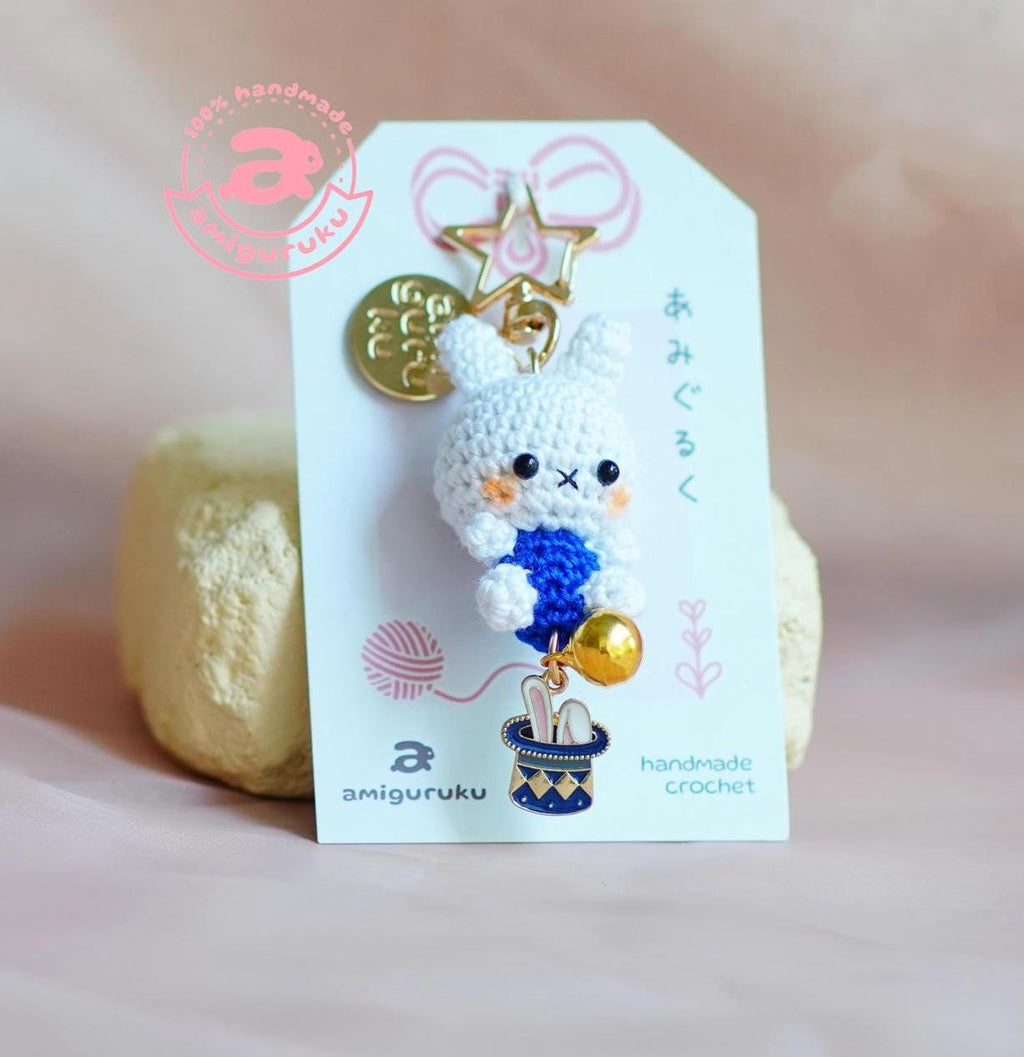 Blue Bunny Amigurumi Keychain