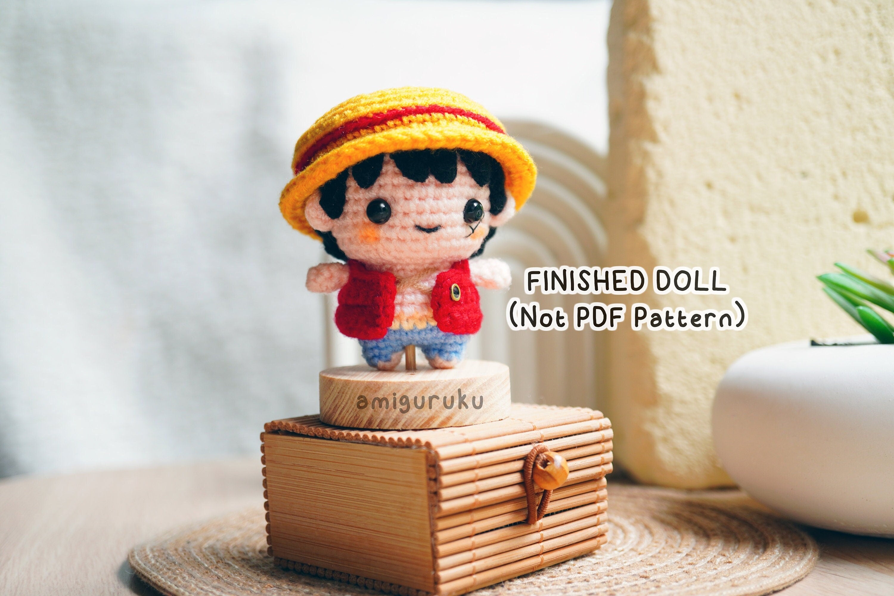 Little Boy with Straw Hat - Crochet Figurines