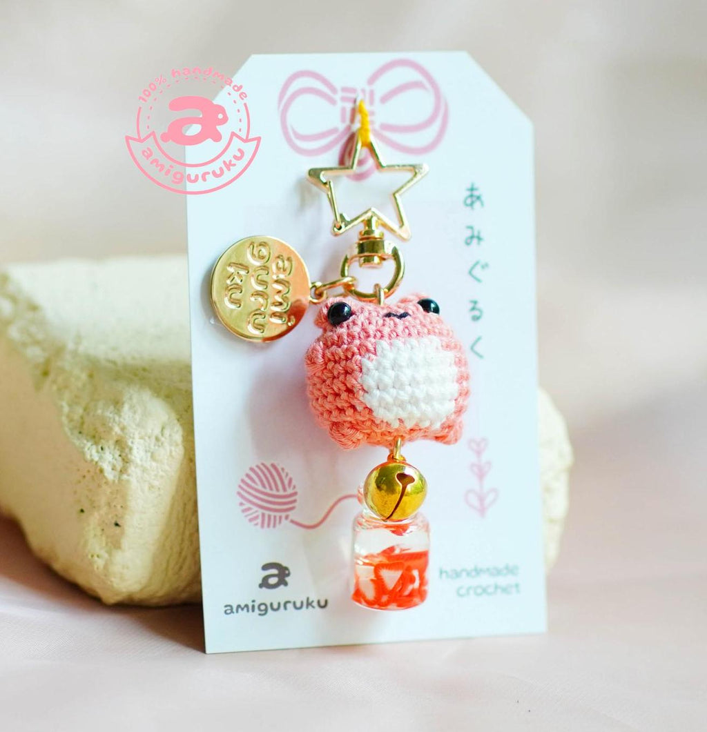 Froggy Salmon Amigurumi Keychain