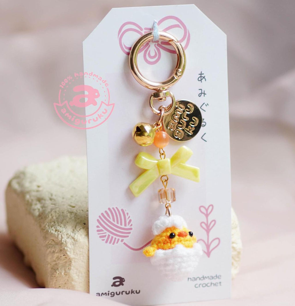 Egg Shell Chick Amigurumi Keychain