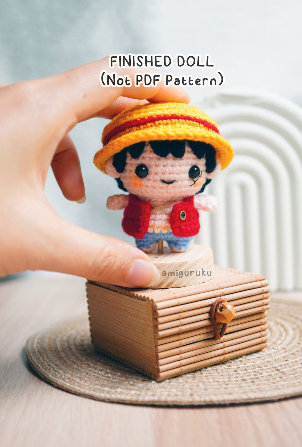 Little Boy with Straw Hat - Crochet Figurines