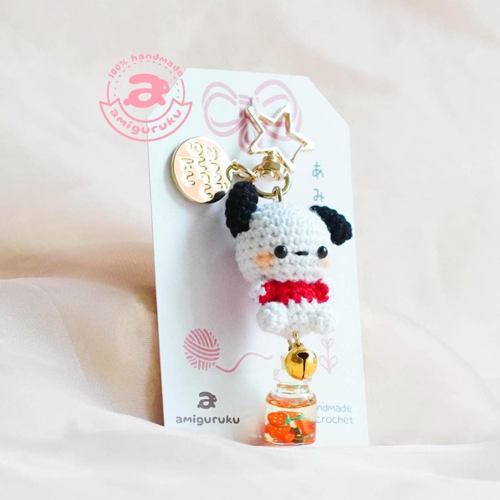 White Puppy Amigurumi Keychain