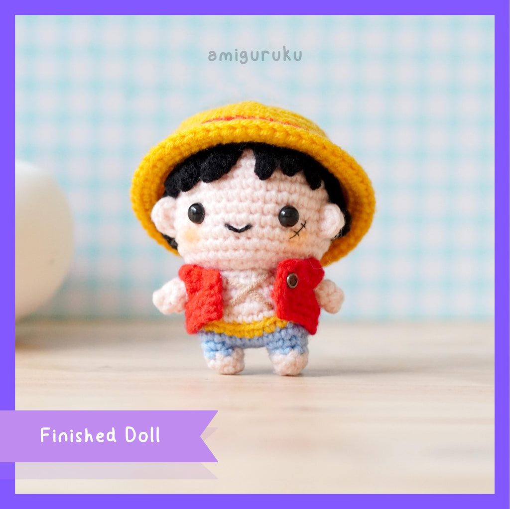Little Boy with Straw Hat - Crochet Figurines