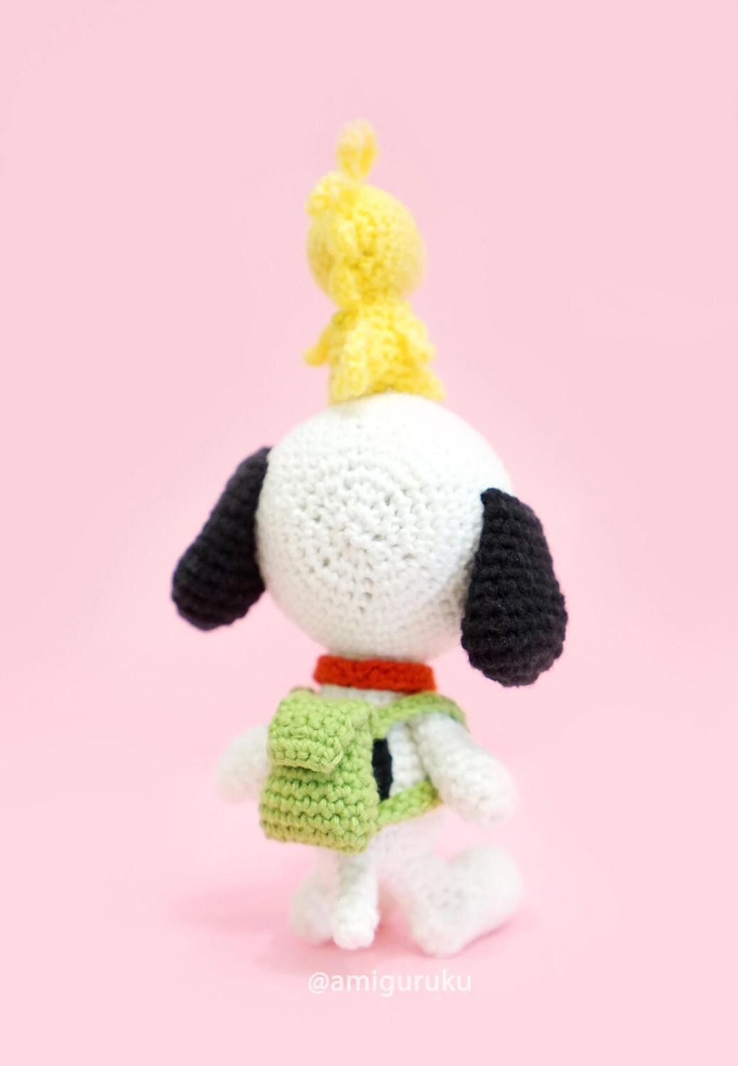 White Beagle and Yellow Bird Amigurumi Doll