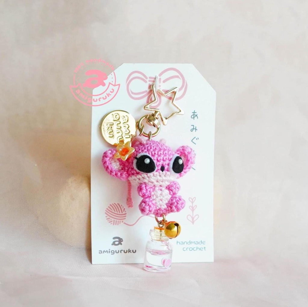 Pink Alien Amigurumi Keychain