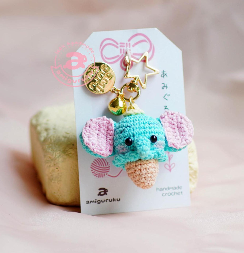 Ice Cream Elephant Amigurumi Keychain