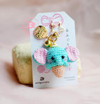 Ice Cream Elephant Amigurumi Keychain