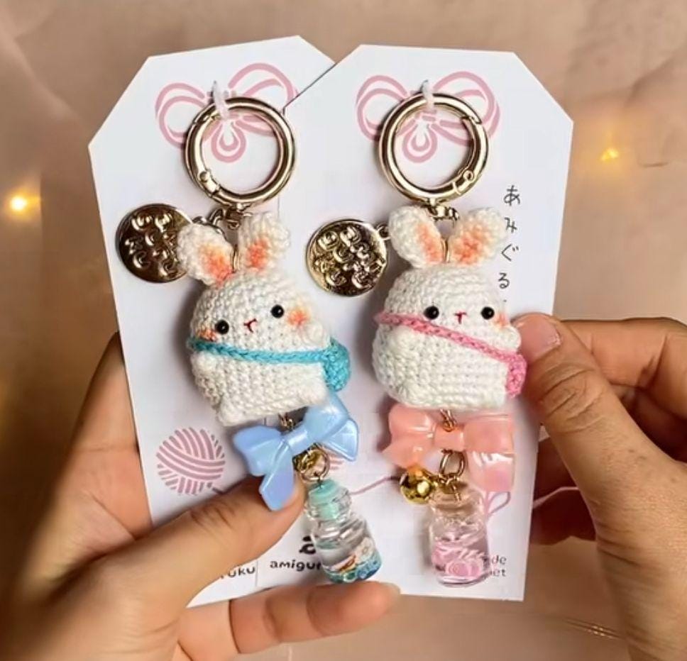 Sling Bag Bunny Amigurumi Keychain