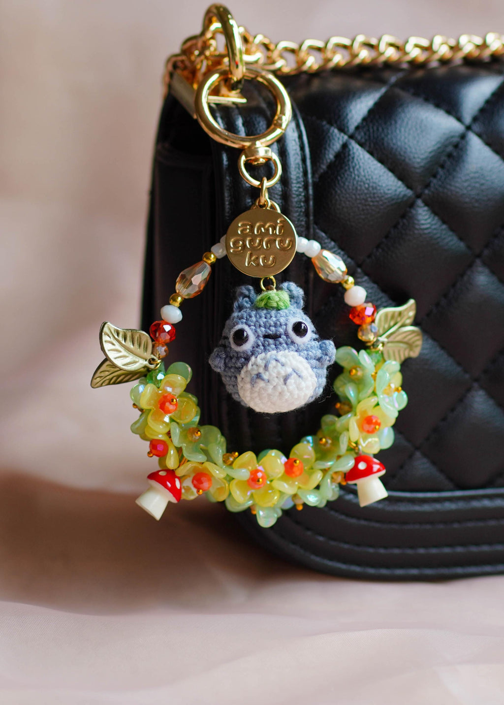 Grey Forest Spirit Amigurumi Bagcharm