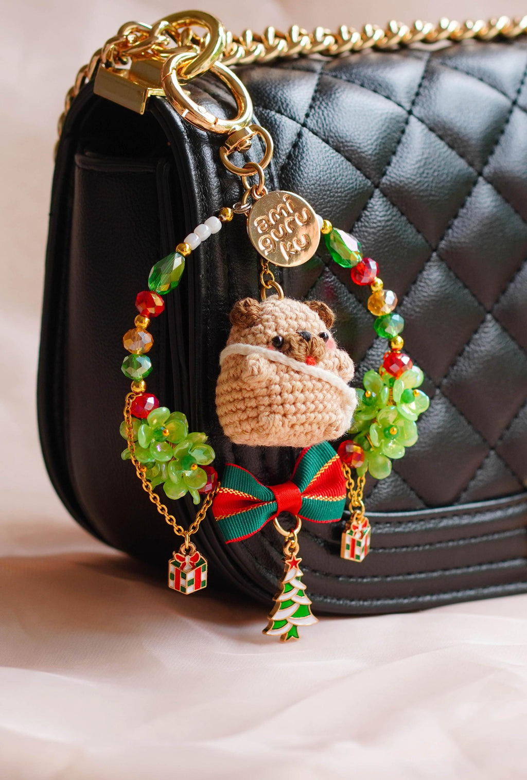 Christmas Pug Amigurumi Bagcharm