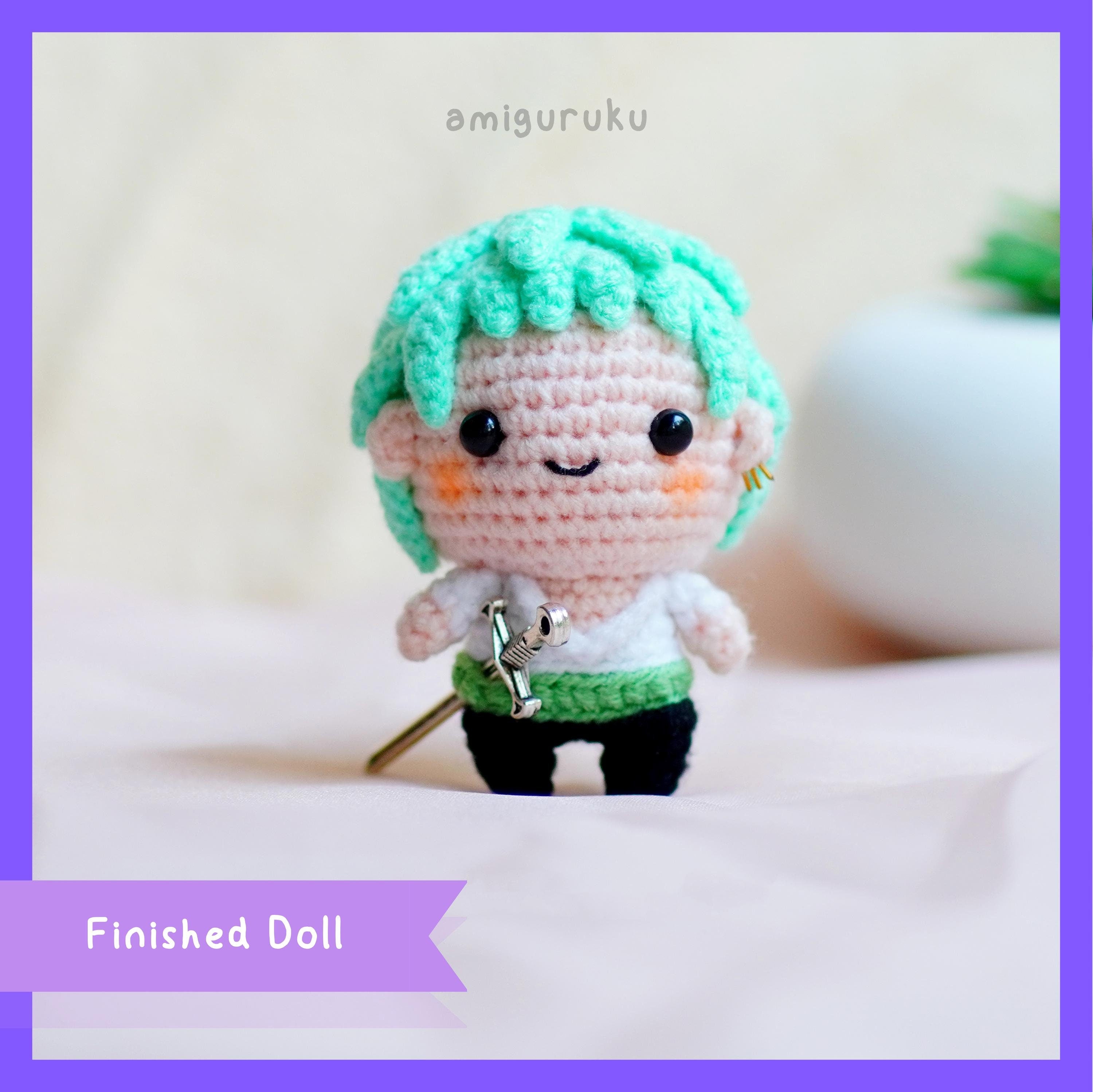 Green Hair Swordman -  Crochet Figurines