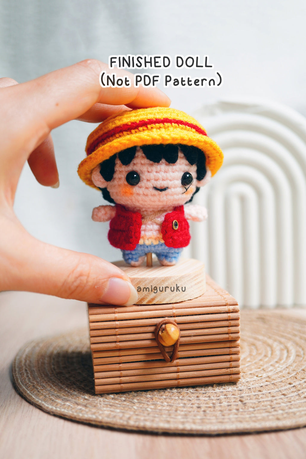 Little Boy with Straw Hat - Crochet Figurines