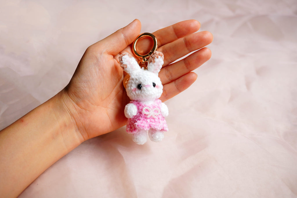 Woodland Velvet Bunny - Amigurumi Keychain