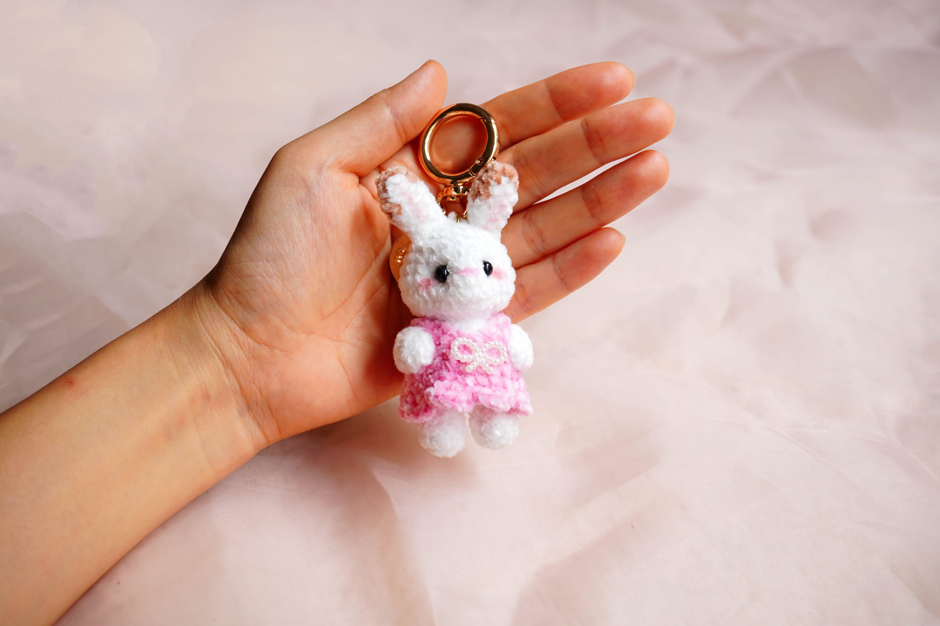 Woodland Velvet Bunny - Amigurumi Keychain