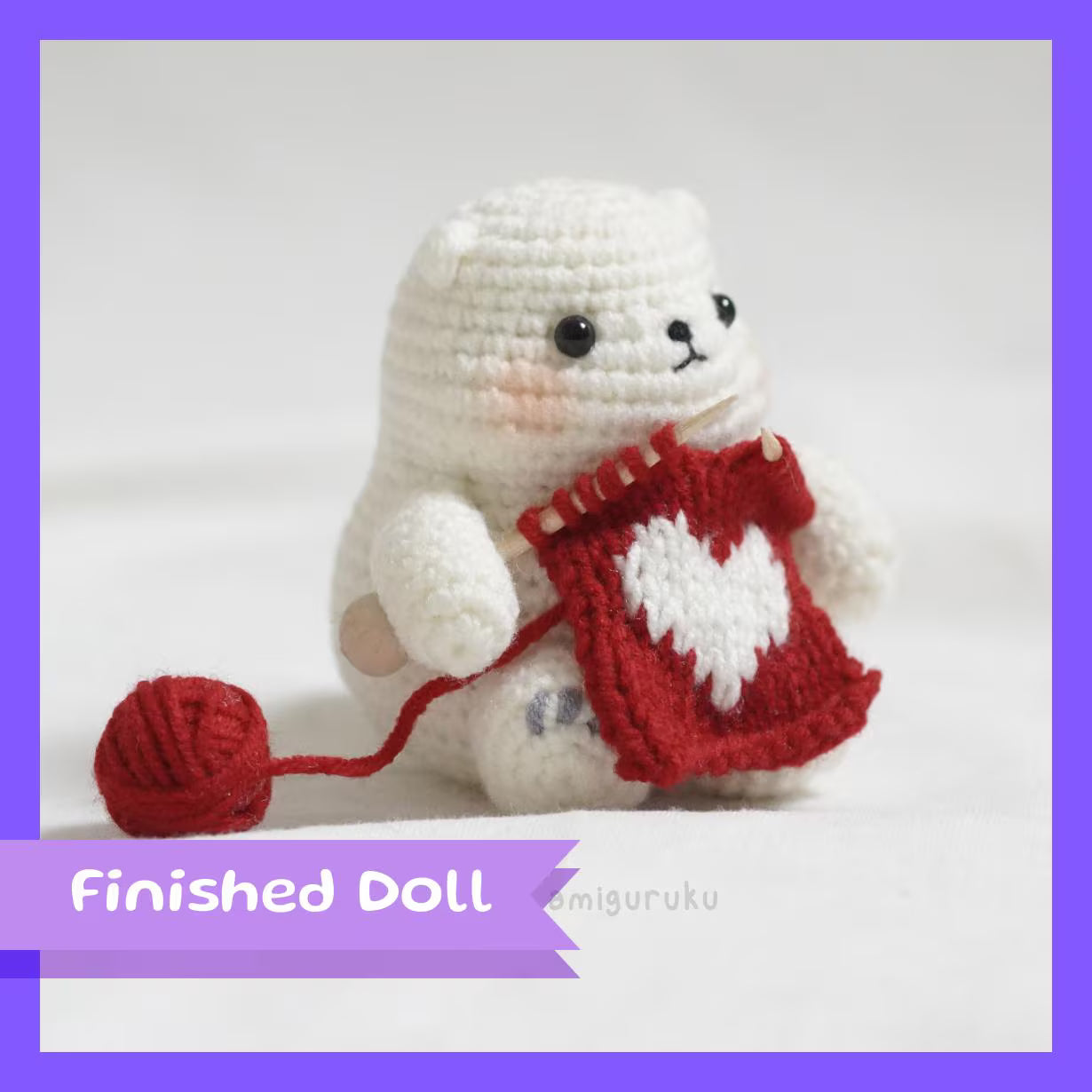Shiro the Knitting Bear Amigurumi Doll