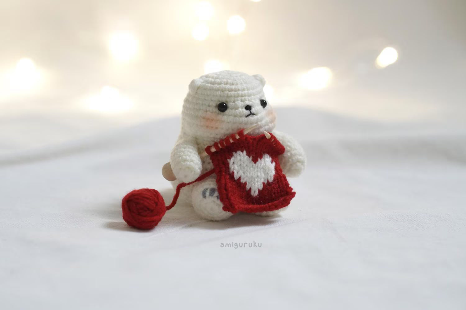 Shiro the Knitting Bear Amigurumi Doll