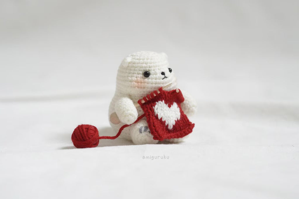 Shiro the Knitting Bear Amigurumi Doll