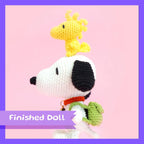 White Beagle and Yellow Bird Amigurumi Doll