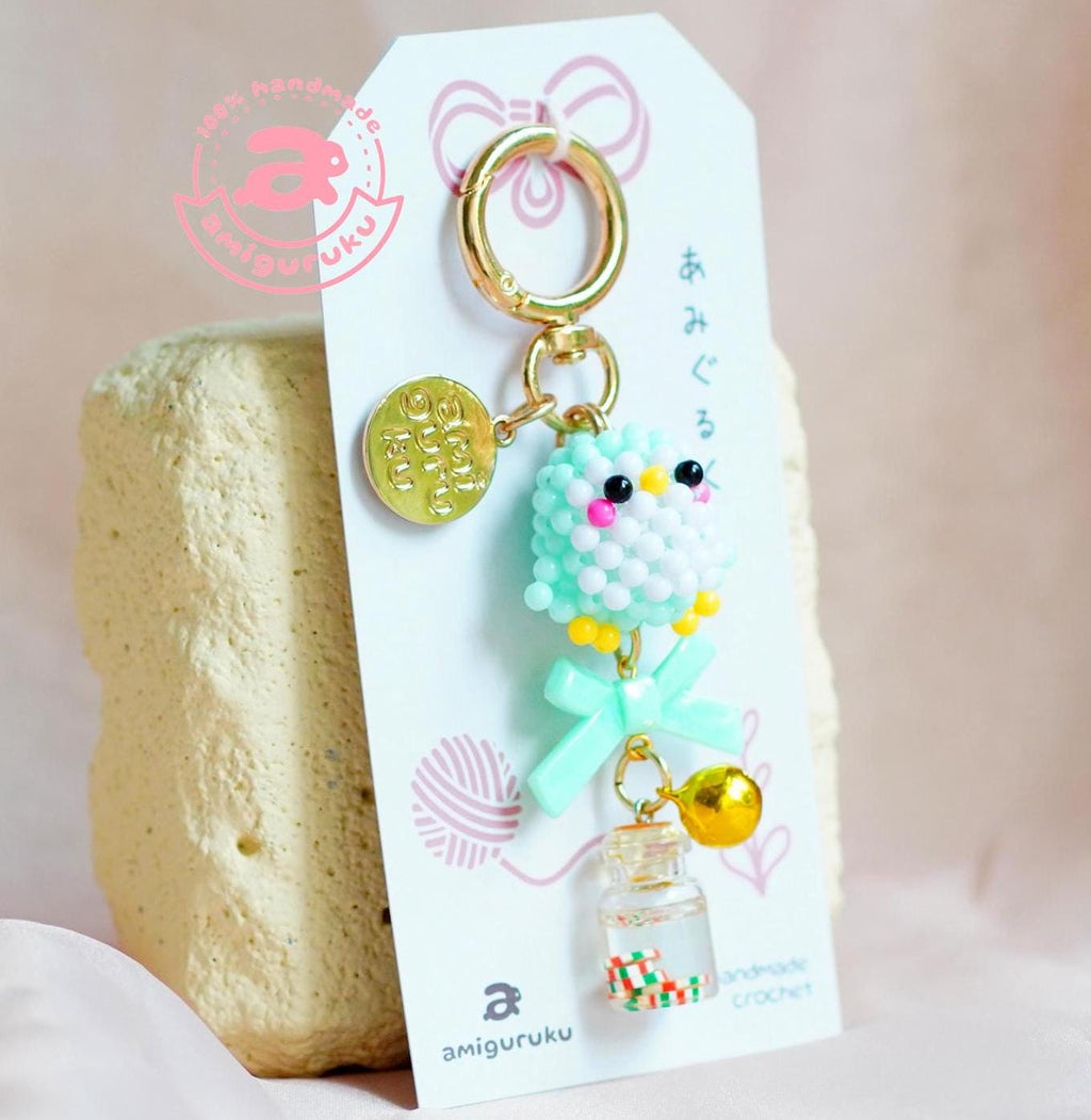 Pink Penguin Beads Amigurumi Keychain