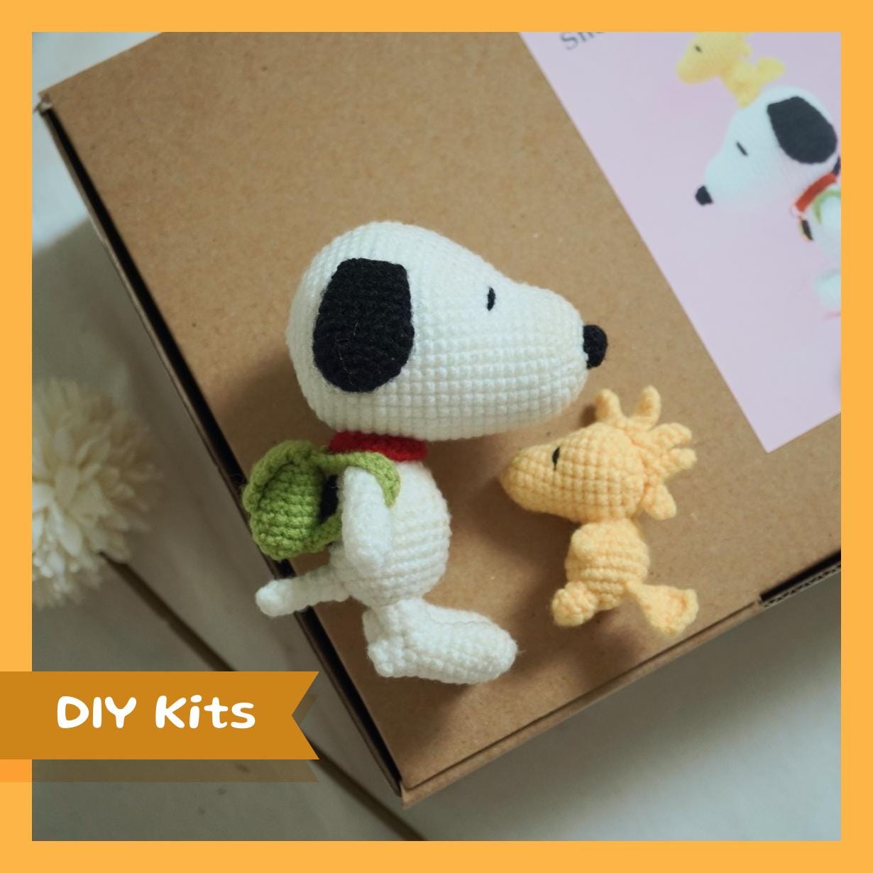 White Beagle and Yellow Bird - DIY Crochet Kits