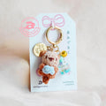 Otter with Fish Amigurumi Keychain