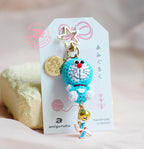 Blue Robo Cat Amigurumi Keychain