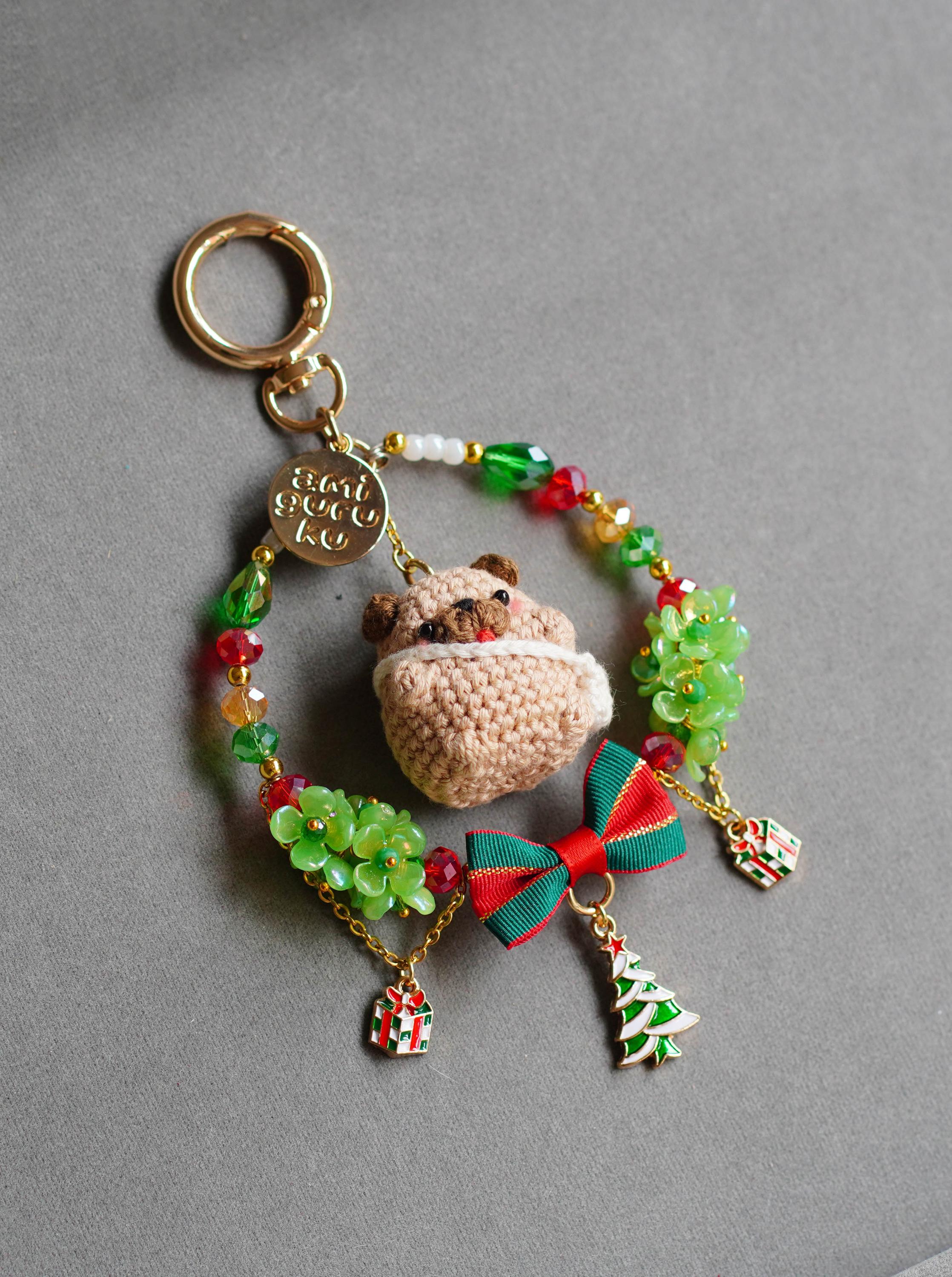 Christmas Pug - Artisan Bagcharm
