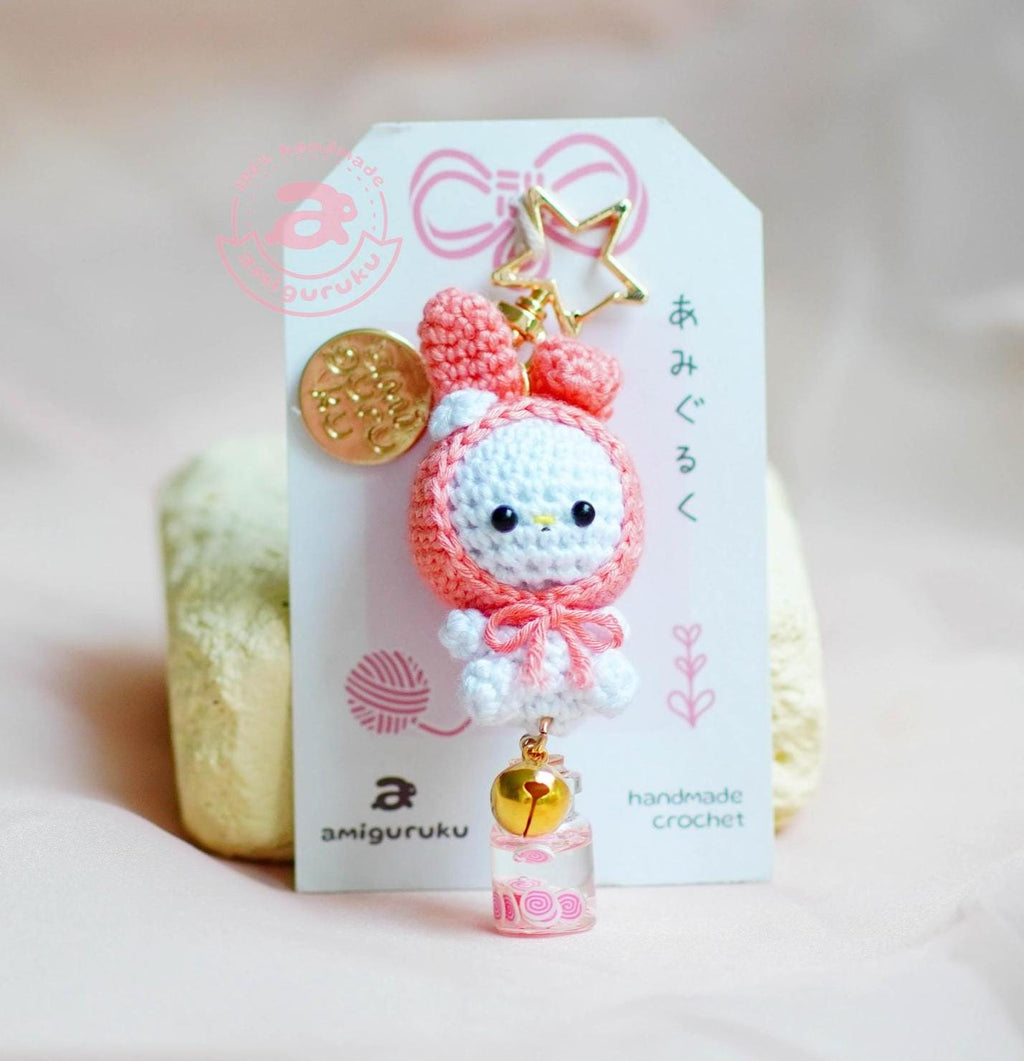 Pink Melody Bunny Amigurumi Keychain