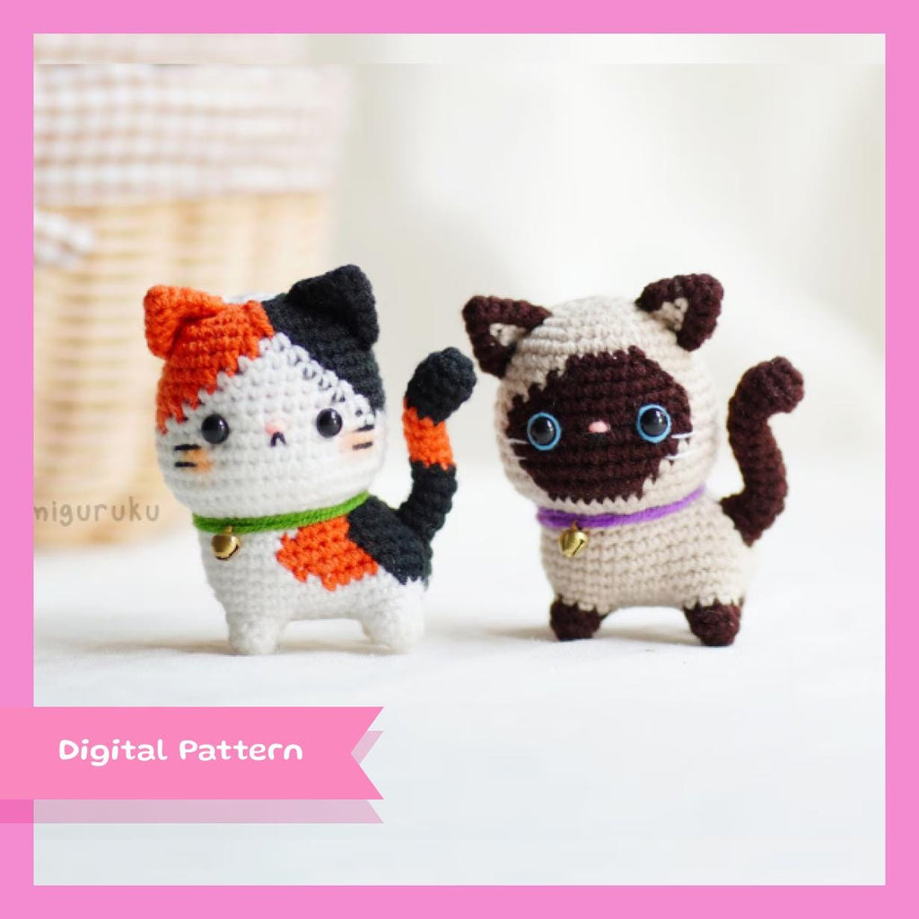 Calico and Siamese Cat Amigurumi Crochet Pattern