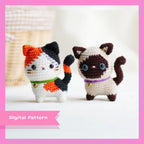 Calico and Siamese Cat Amigurumi Crochet Pattern