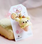 Ice Cream Pudding Pomeranian Amigurumi Keychain