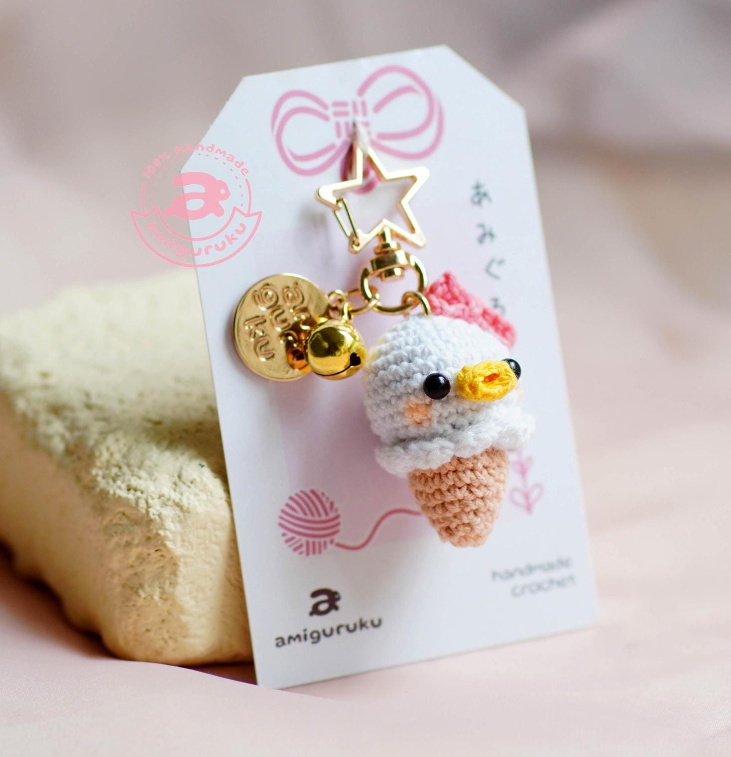 Ice Cream Girl Duck Amigurumi Keychain