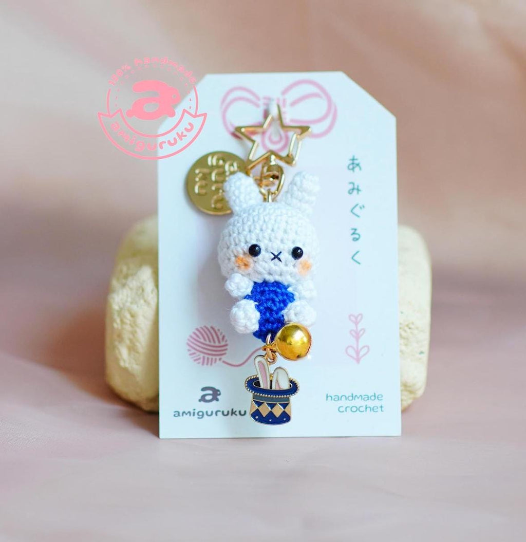 Blue Bunny Amigurumi Keychain