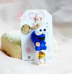 Blue Cookie Puppet Amigurumi Keychain