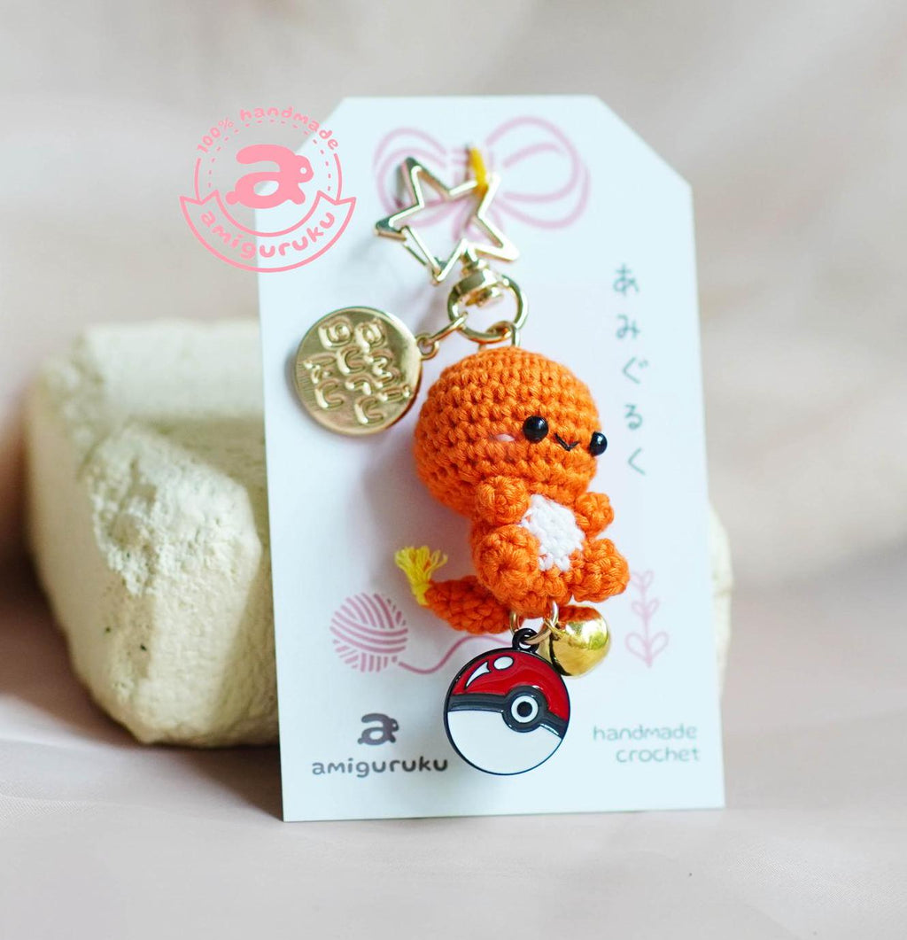 Red FIre Monster Amigurumi Keychain