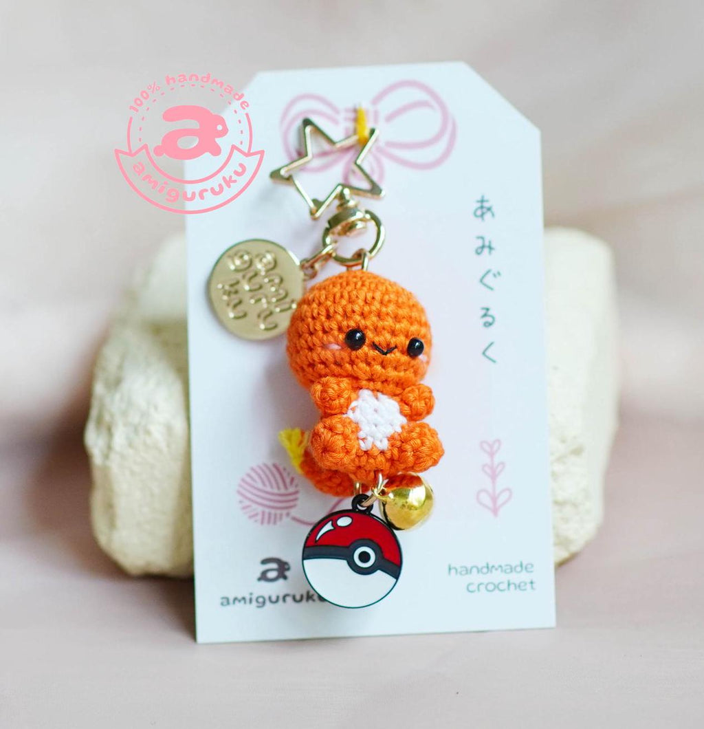 Red FIre Monster Amigurumi Keychain