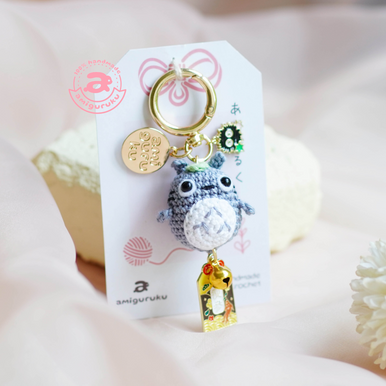 Grey Forest Spirit Amigurumi Keychain